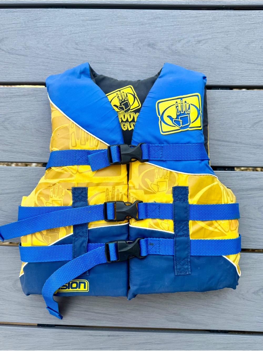 Body Glove Vision Kids Blue & Yellow Ski Life Vest with Logo